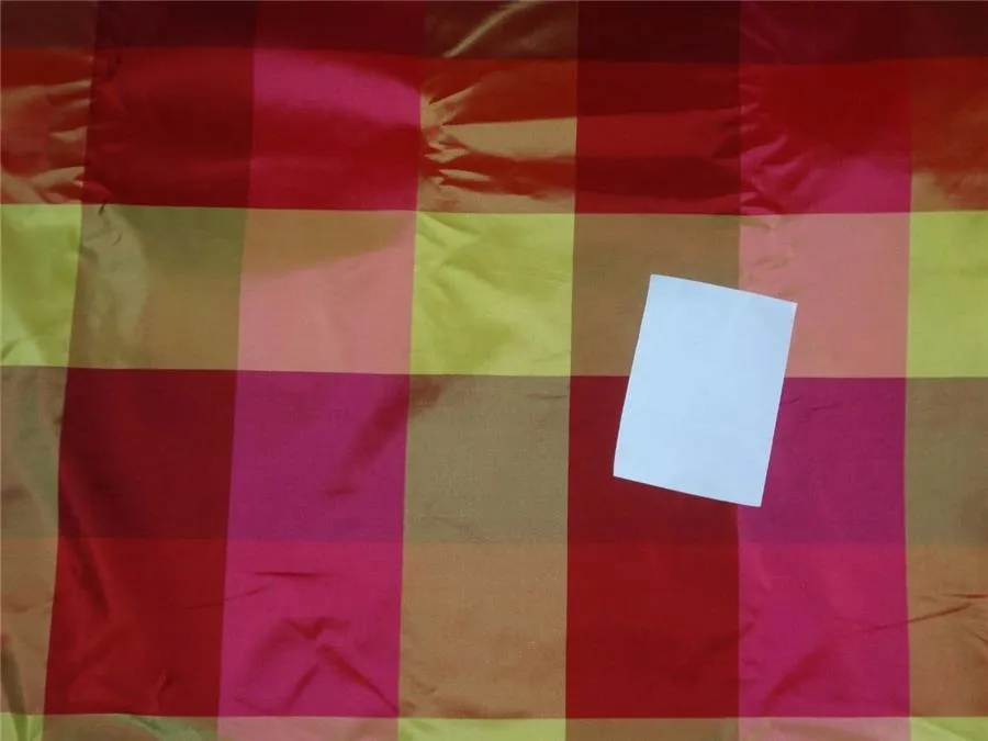 100% PURE SILK TAFFETA FABRIC MULTI COLOR PLAIDS 54&quot;wide Taf#C50[2]