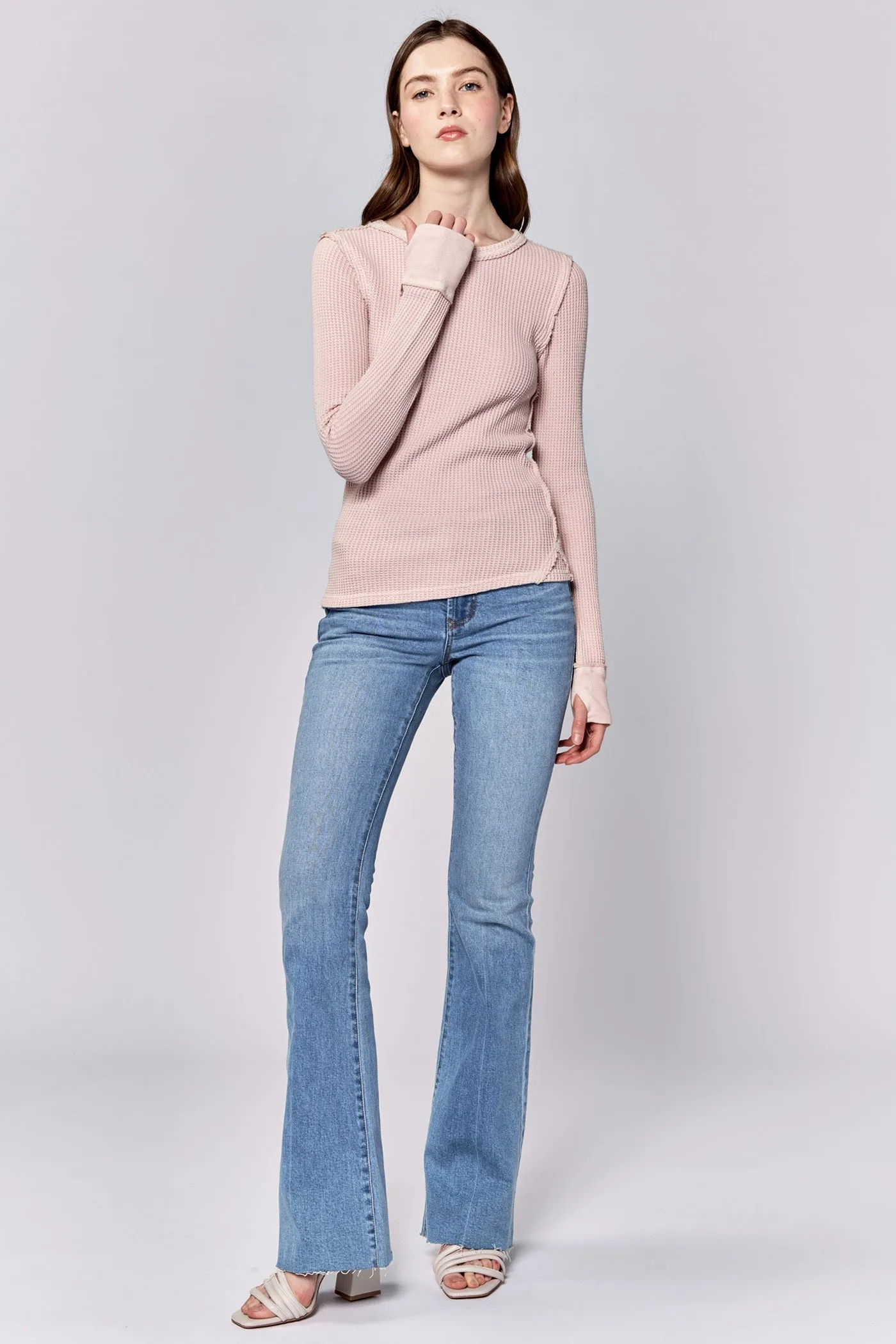 ANIA THERMAL LONG SLEEVE FITTED TOP SEPIA ROSE