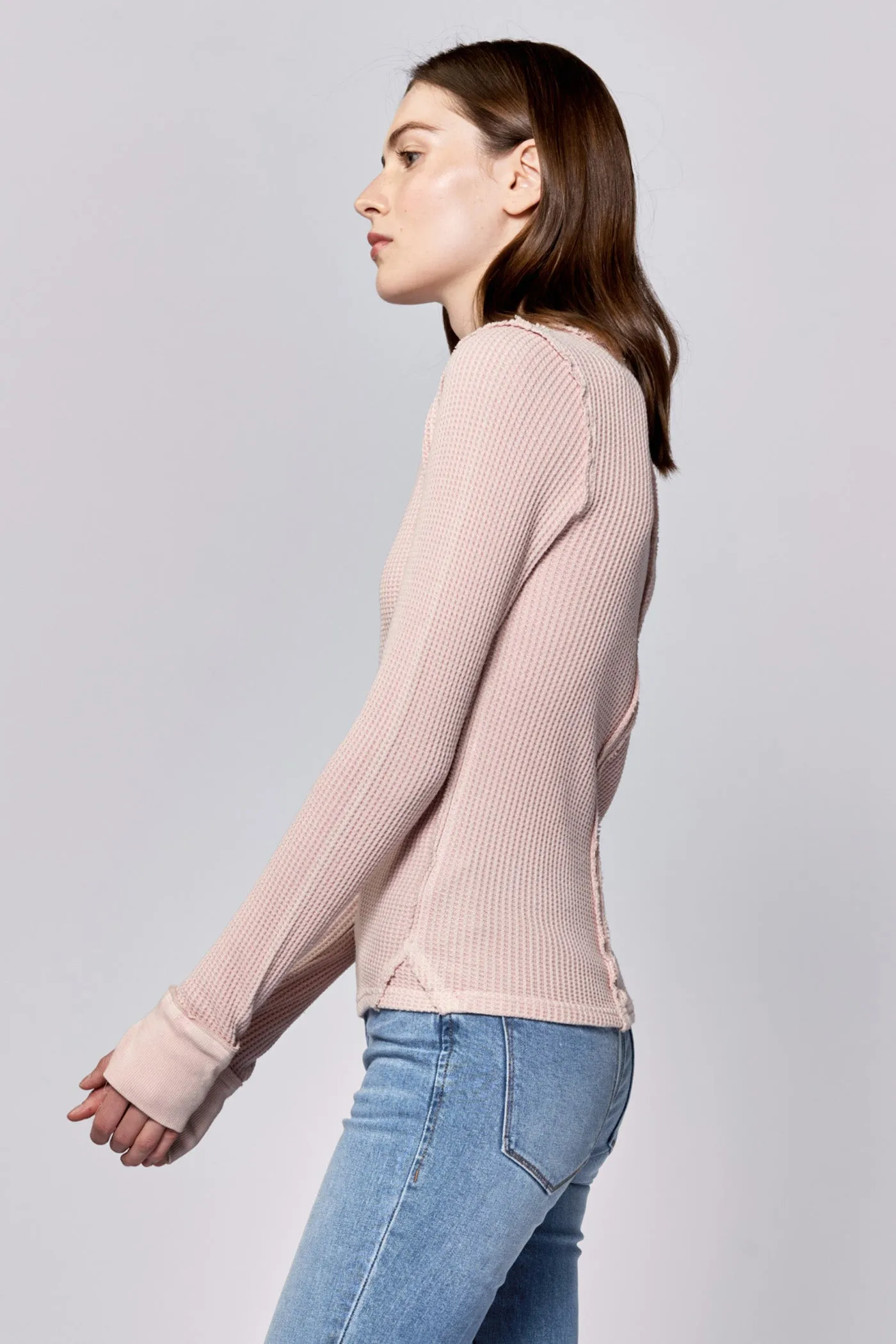ANIA THERMAL LONG SLEEVE FITTED TOP SEPIA ROSE