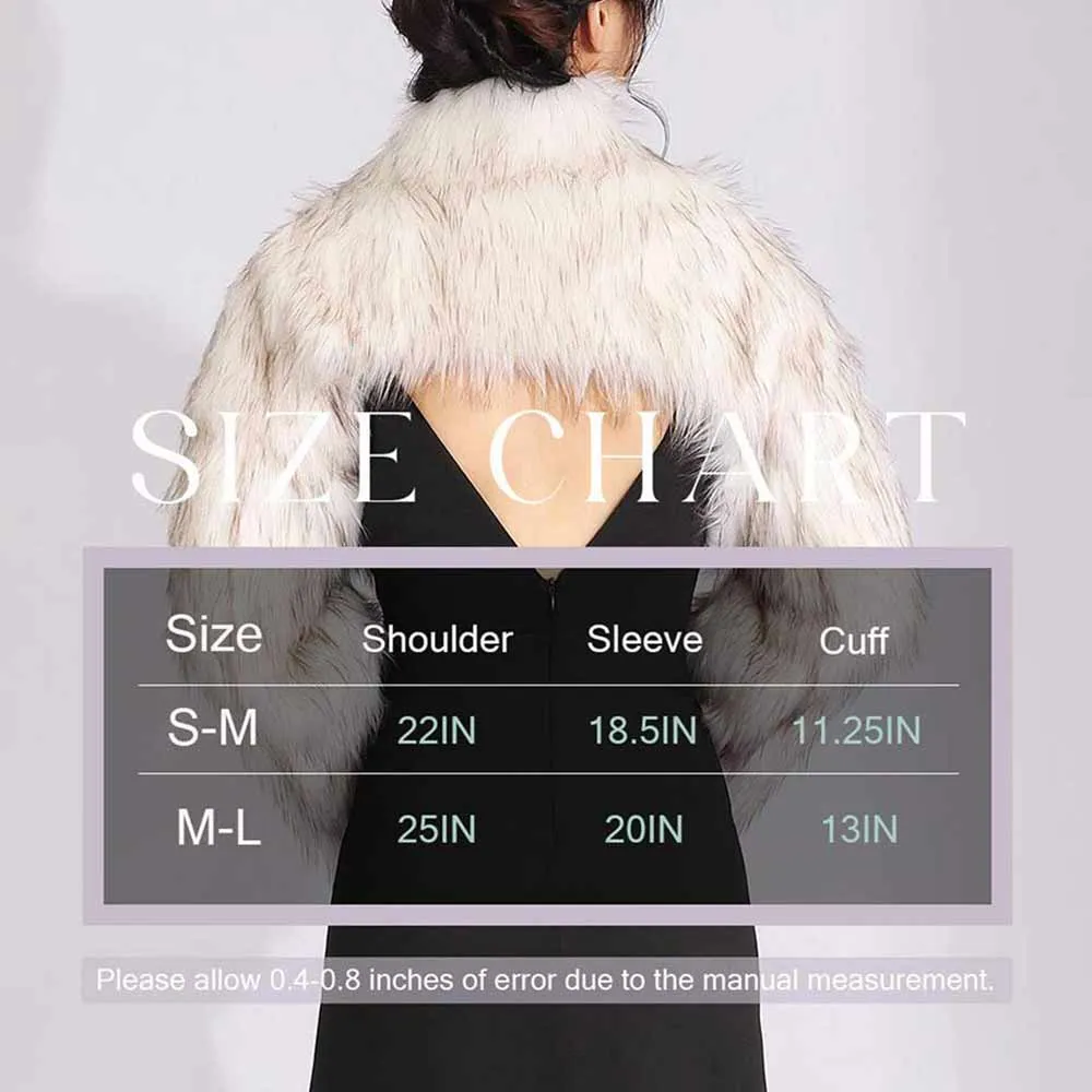 Classic Ivory Faux Fur Bolero Shrug - Elegant Long Sleeve Accent