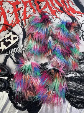 Colorful Faux Fur Shaggy Leg Warmers