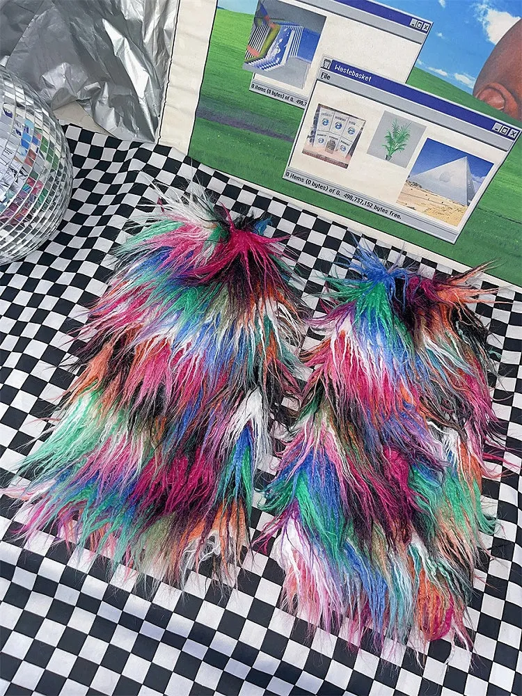 Colorful Faux Fur Shaggy Leg Warmers