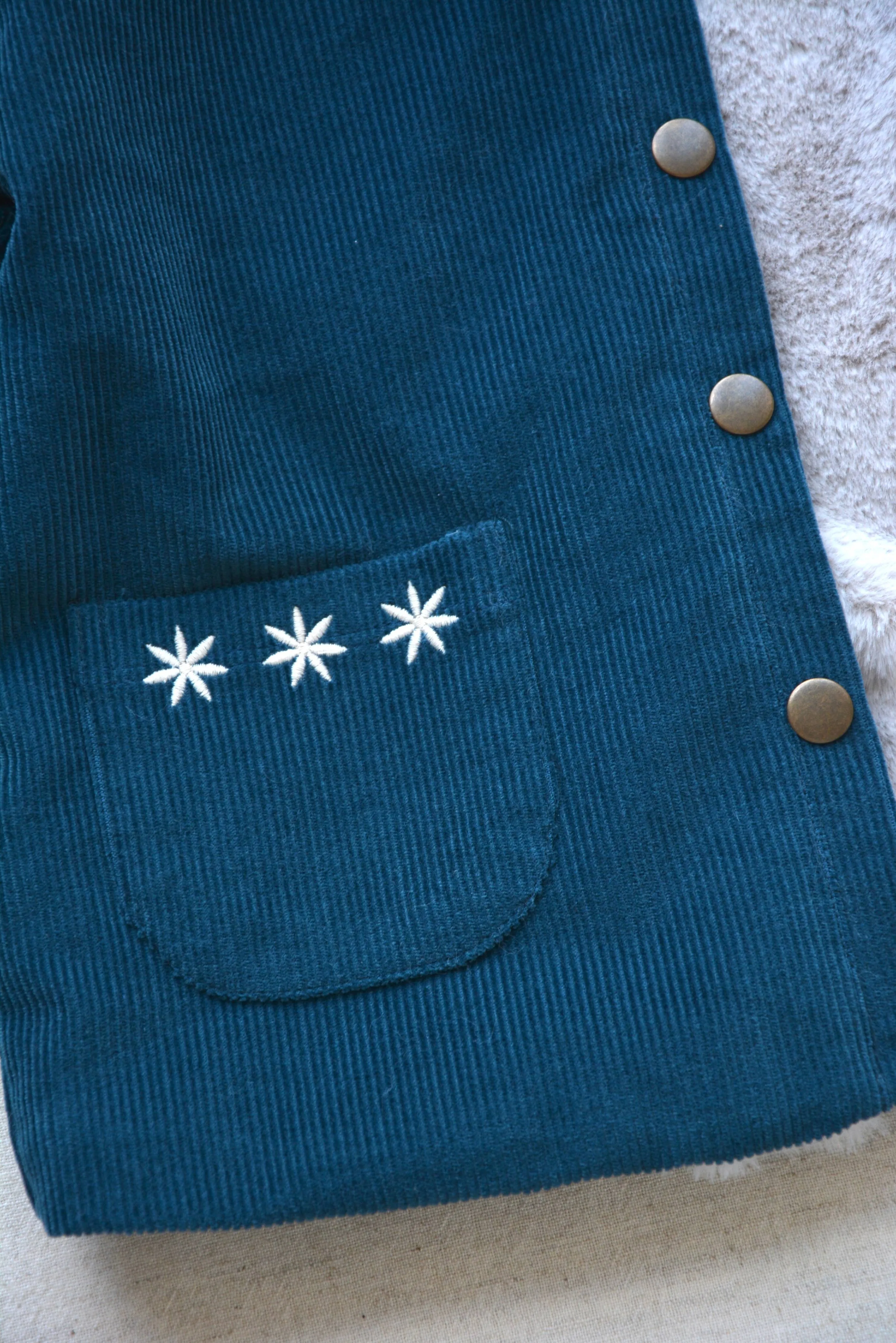 corduroy and faux-fur jacket