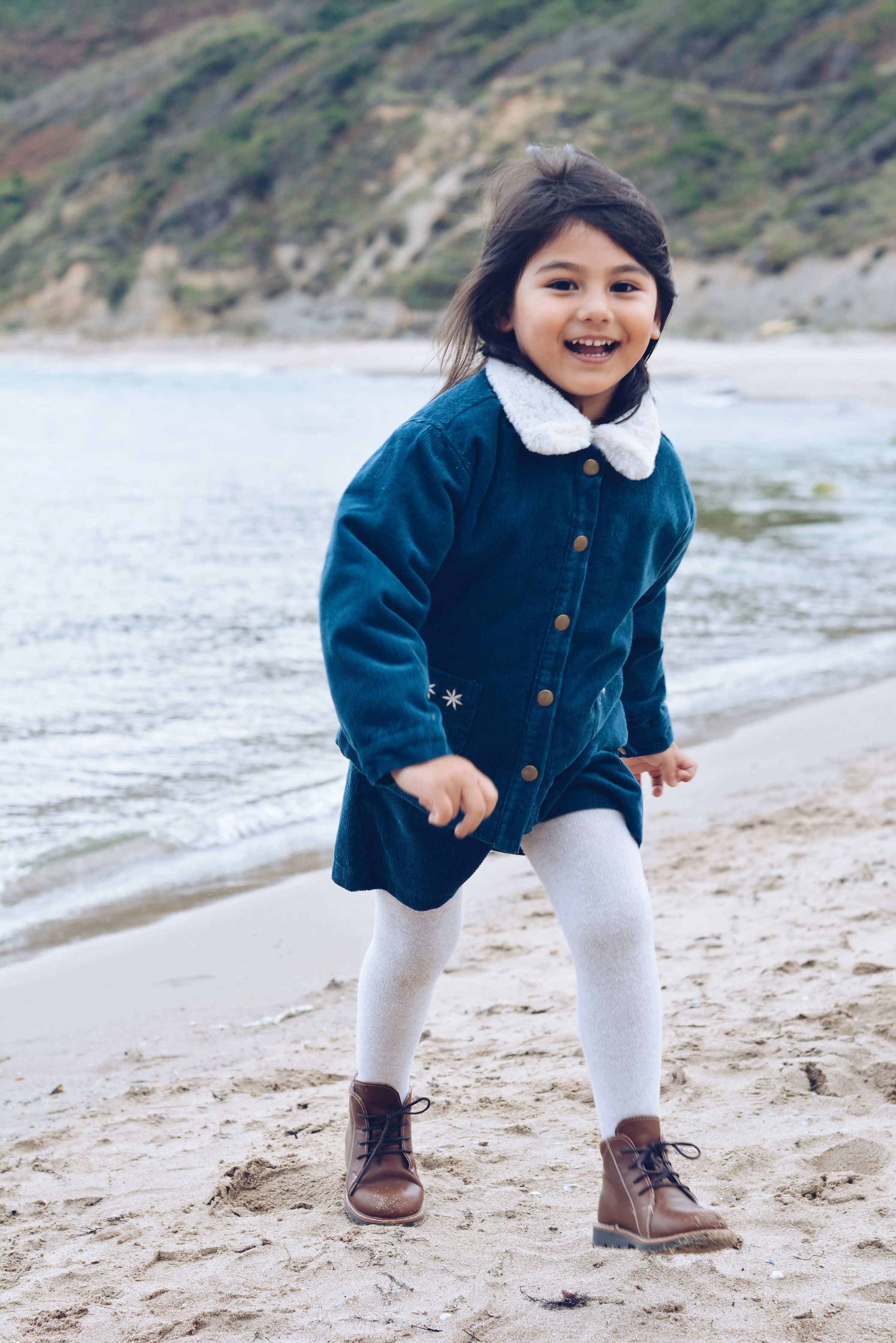 corduroy and faux-fur jacket