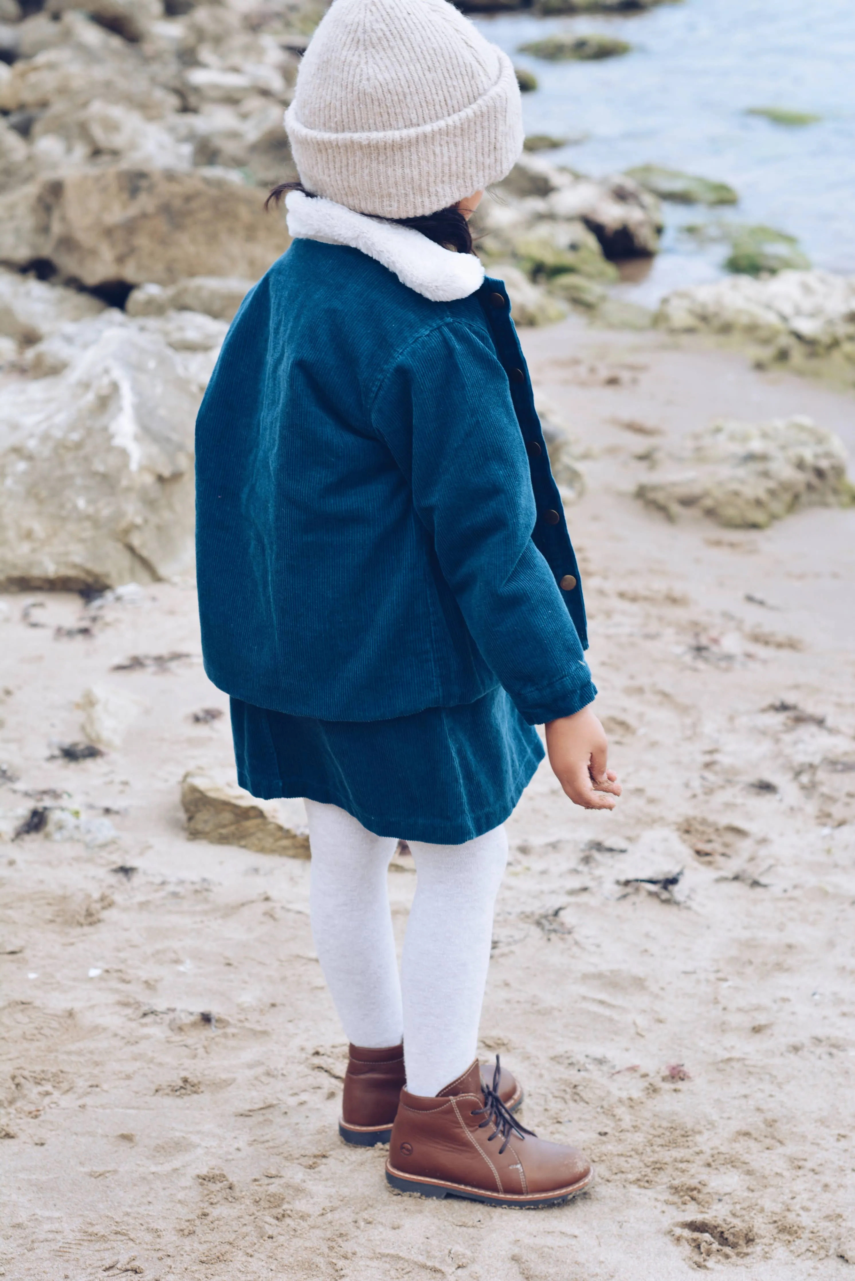corduroy and faux-fur jacket