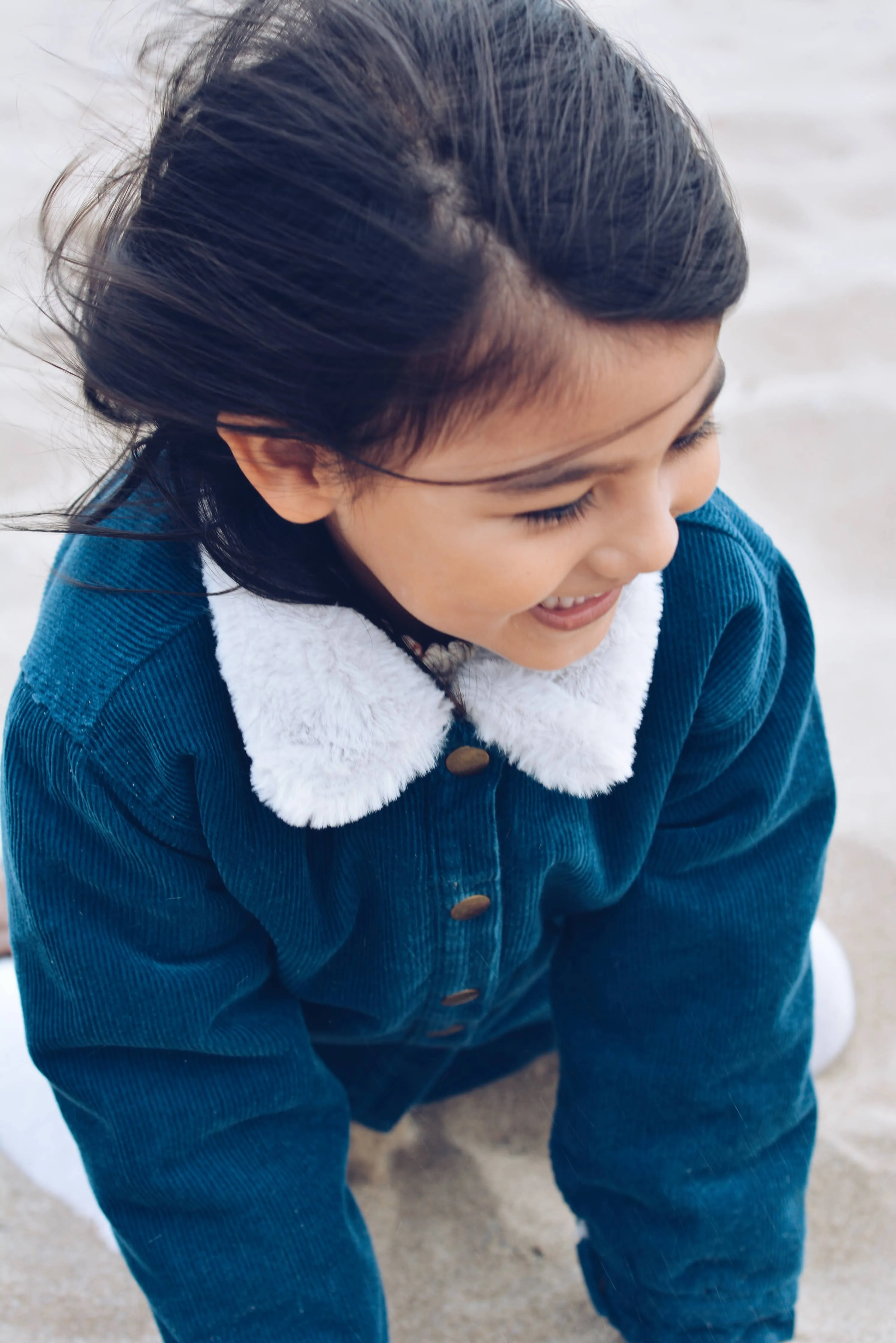 corduroy and faux-fur jacket