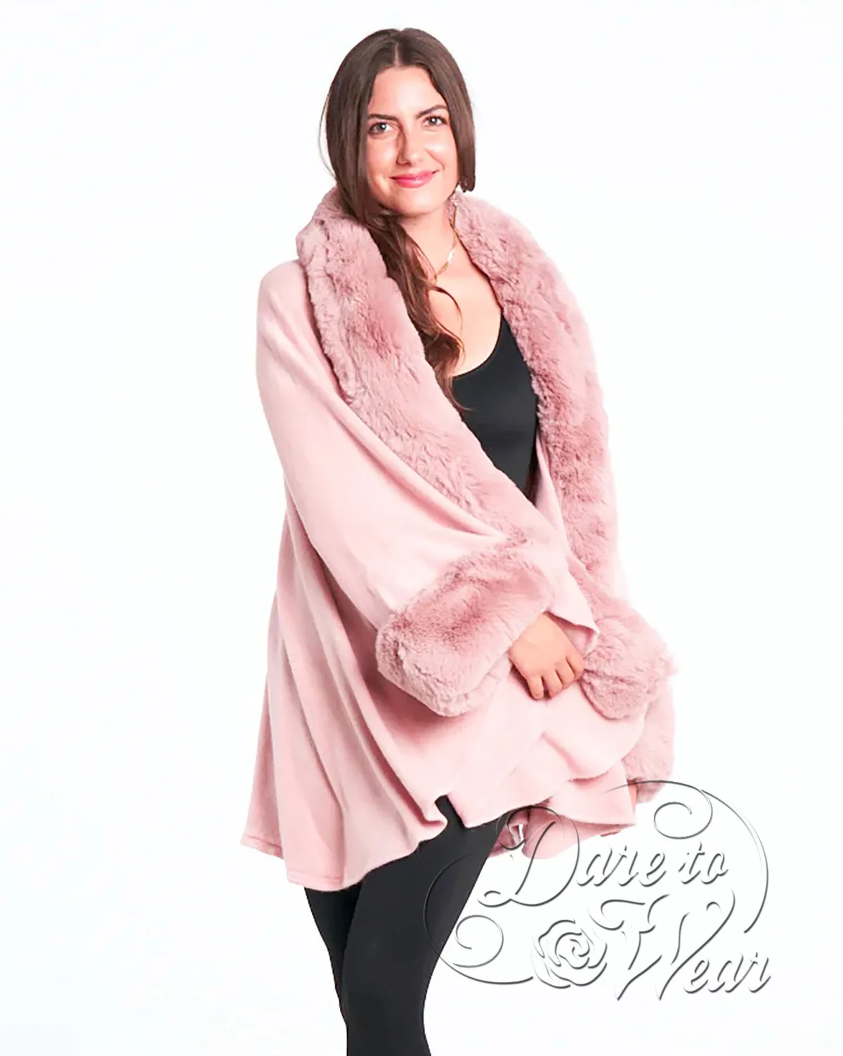 Cuddle Faux Fur Wrap in Rose