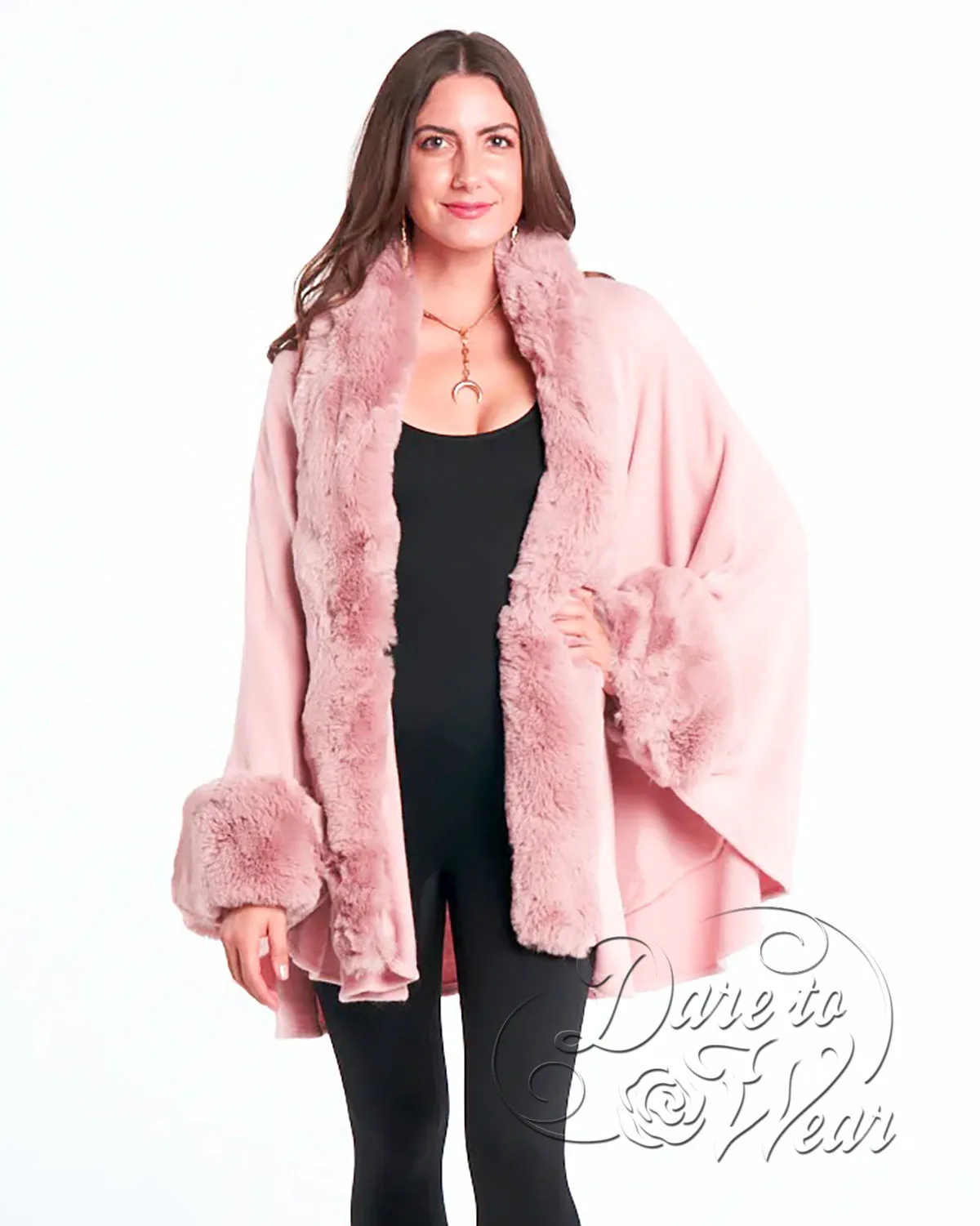 Cuddle Faux Fur Wrap in Rose