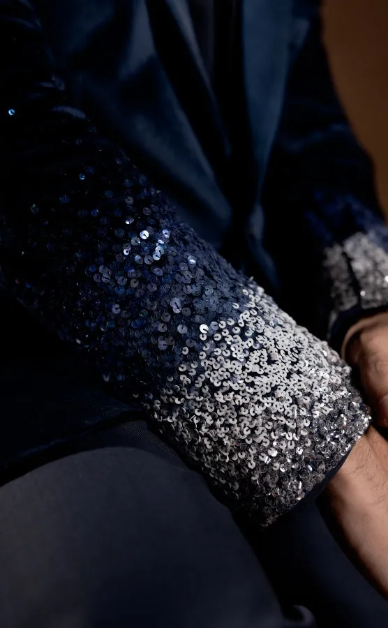 DESIGNER EMBROIDERED BLAZER IN BLUE