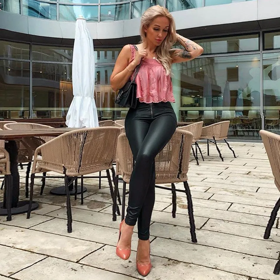 Elevate Black High Waist Leather Leggings