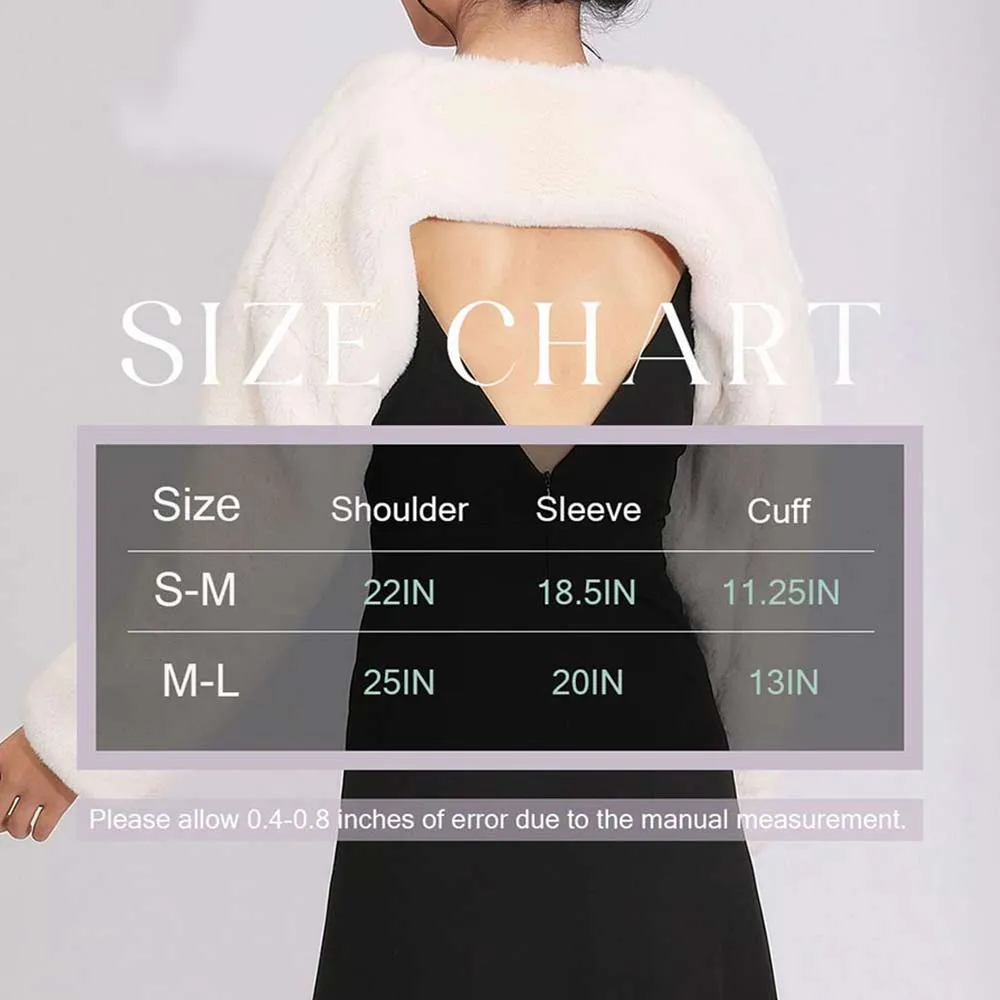 Evening Faux Fur White Bolero Shrug - Long Sleeve Elegance jacket