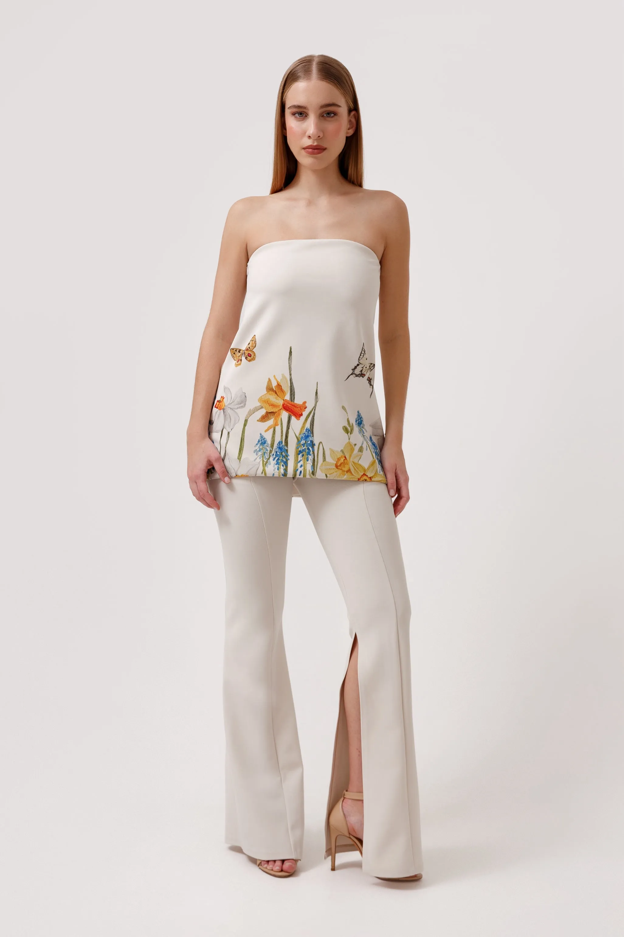 Gardenia High-Rise Flare Pant Beige