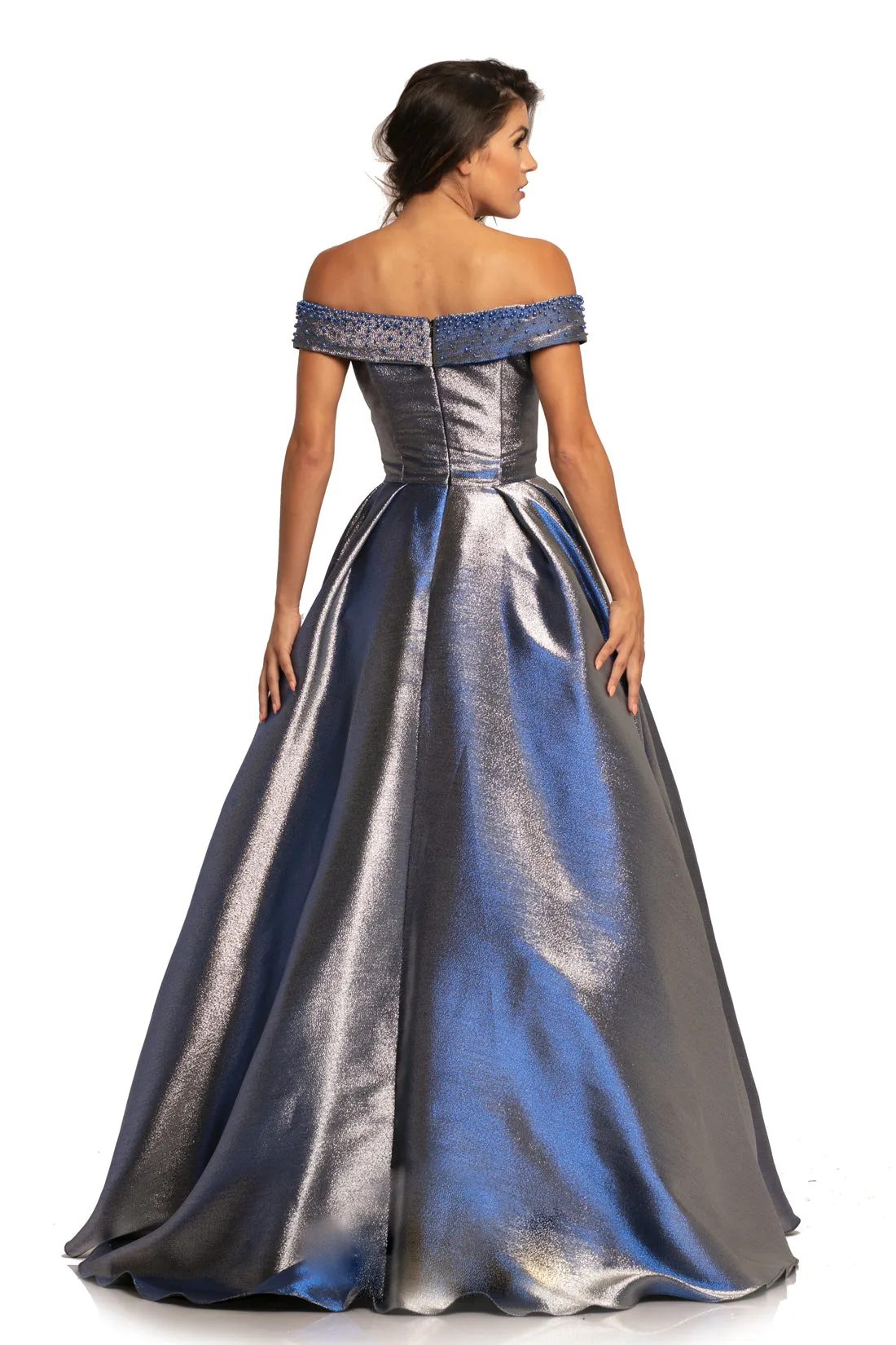 Johnathan Kayne 2072 Size 22 Pink Metallic Shimmer Formal Dress Off Shoulder Prom Ballgown