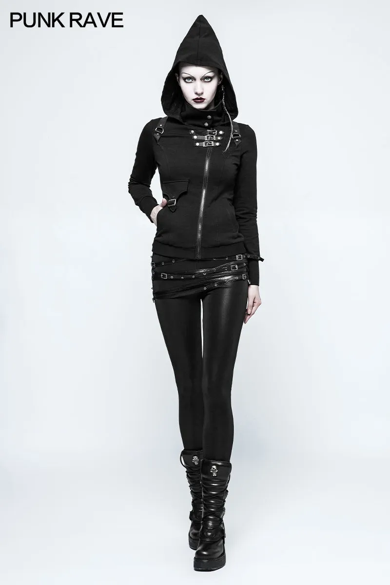K-306 Skinny Thin Strapped Punk Pants Leather Leggings With Loops