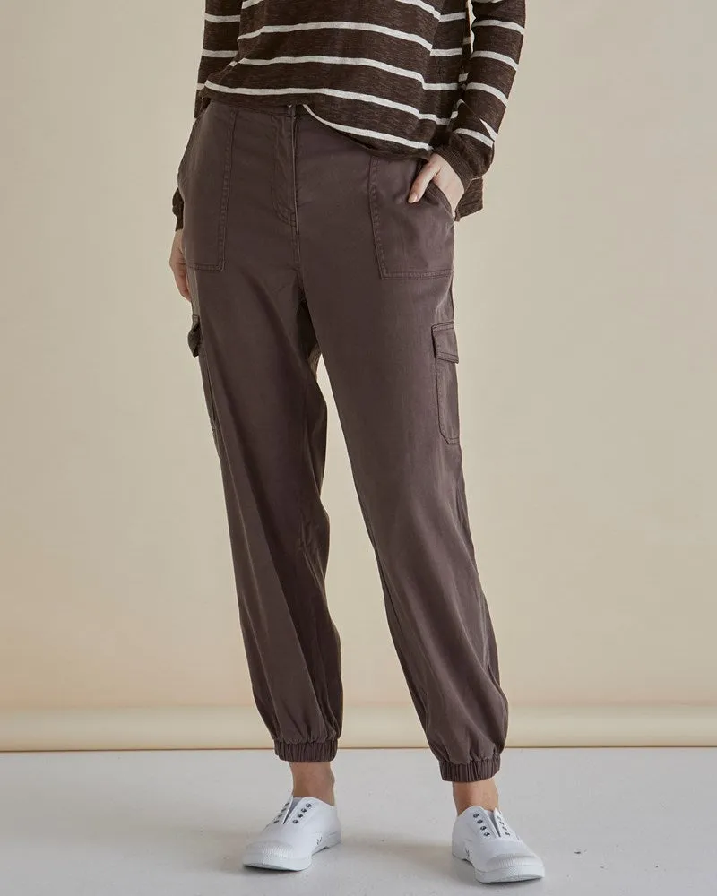 Lacey Lyocell Cargo Jogger - Brown
