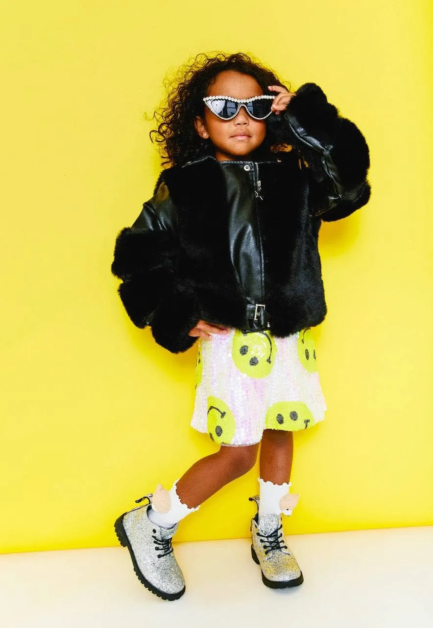 Midnight Faux Fur Moto