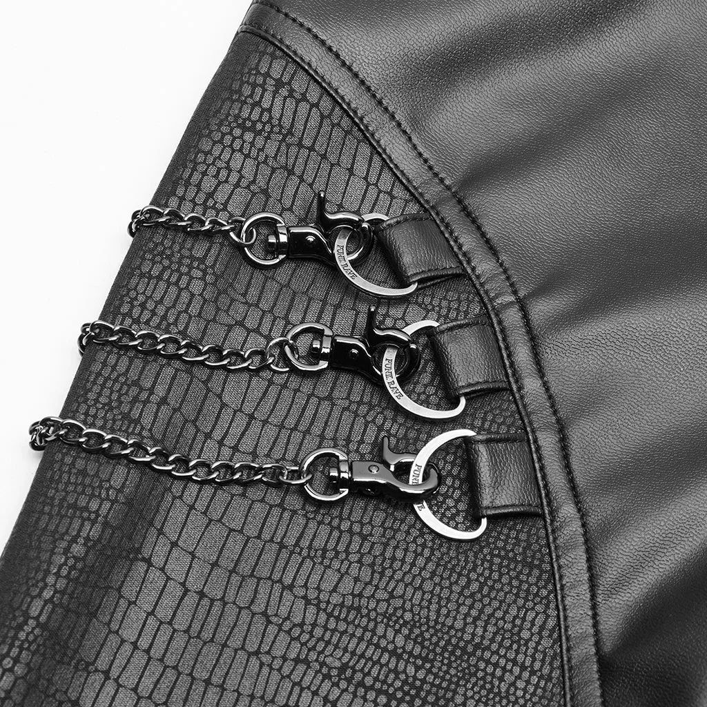 Punk gun color chain zipper Leggings WK-375DDF