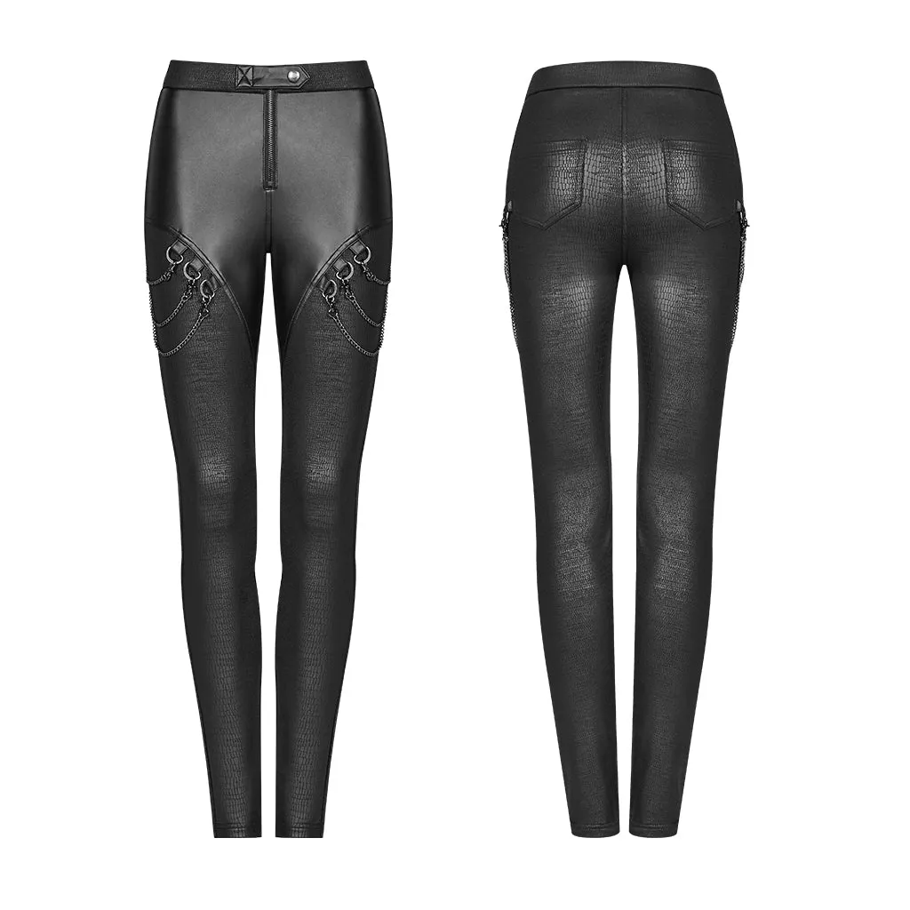 Punk gun color chain zipper Leggings WK-375DDF