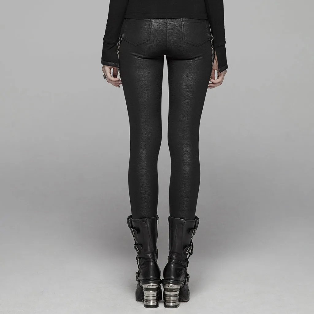 Punk gun color chain zipper Leggings WK-375DDF