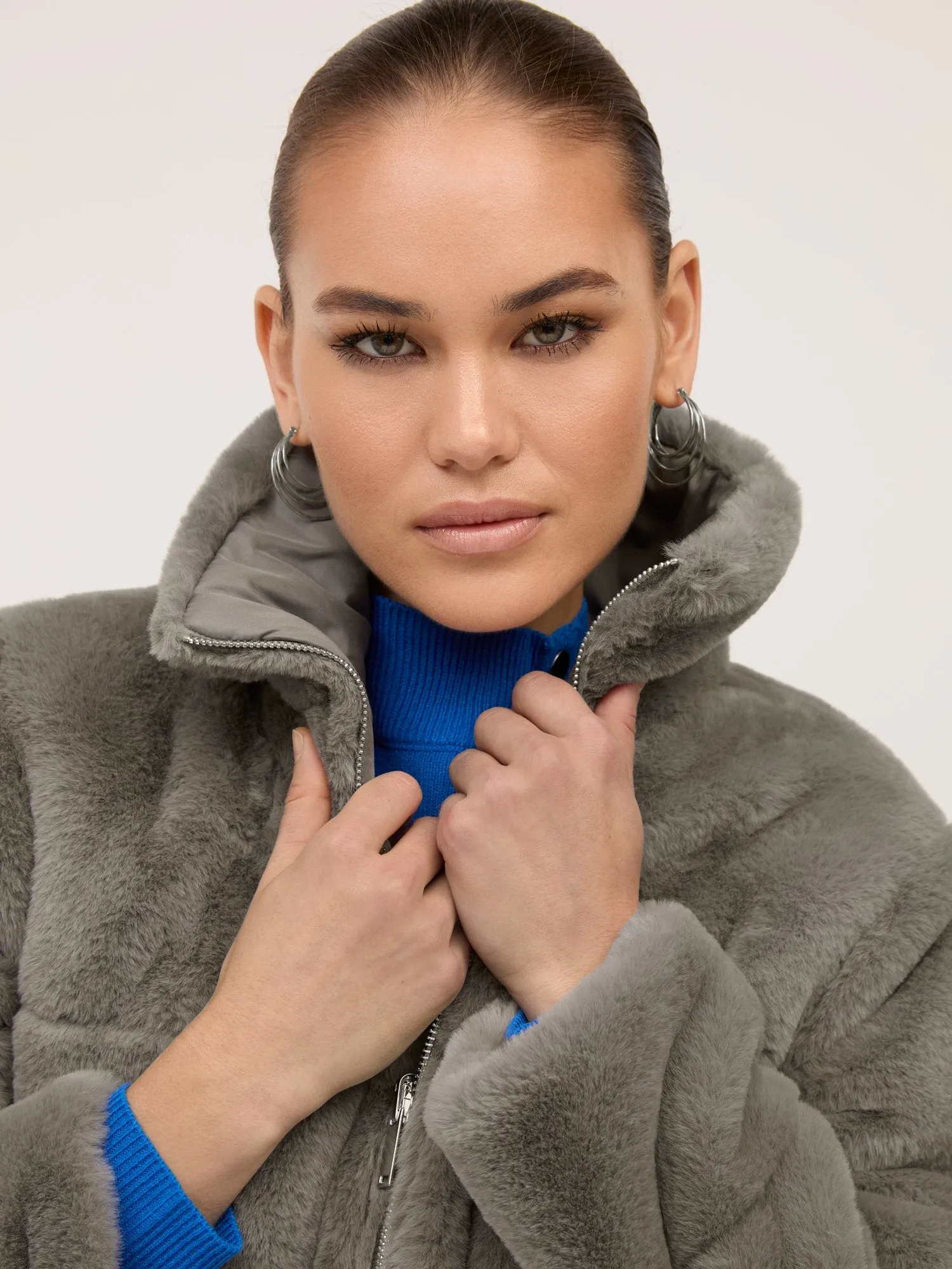 Seamed Faux-Fur Jacket