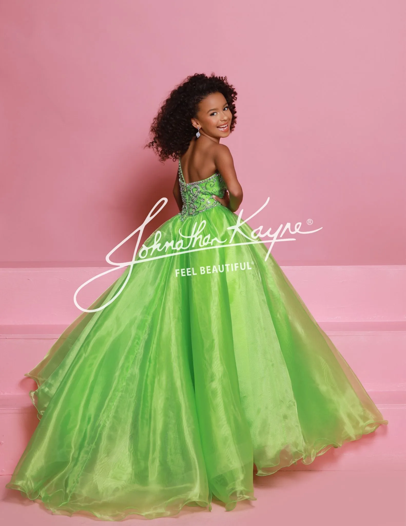 Sugar Kayne C355 Girls Pageant Dress One Shoulder Ballgown Formal Crystal Bodice Organza